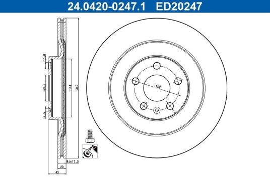 ATE 24.0420 0247.1 Bremseskive ATE 24.0420 0247.1 Bremseskive