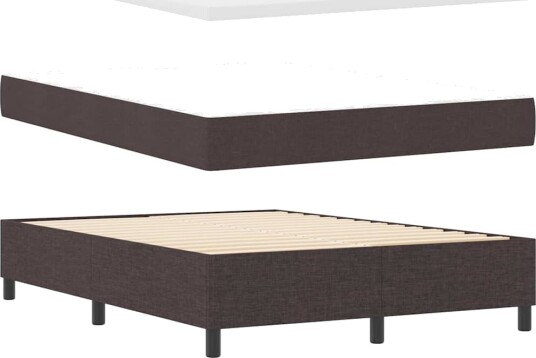  Box Spring Seng med Madrass Mørk Brun 160x200 cm Stoff