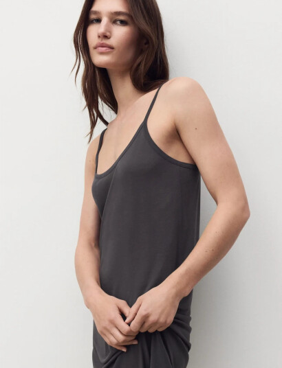 Mango Micro Modal Nightgown With Straps   Grey   S