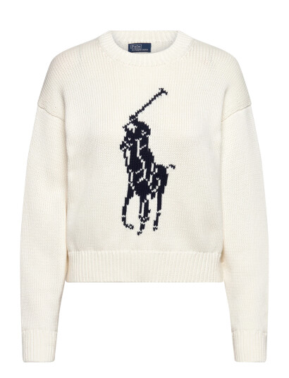 Polo Ralph Lauren Big Pony Cotton Crewneck Sweater   Cream   M