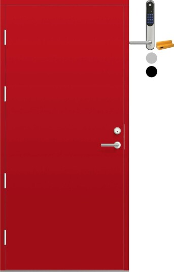 Ytterdør Bygg1 Fjell 09 med Yale Entrus BxH: 80x210 cm, Høyre, NCS S-2070-Y90R, Rød, Yale Sølv Ytterdør Bygg1 Fjell 09 med Yale Entrus BxH: 80x210 cm, Høyre, NCS S-2070-Y90R, Rød, Yale Sølv