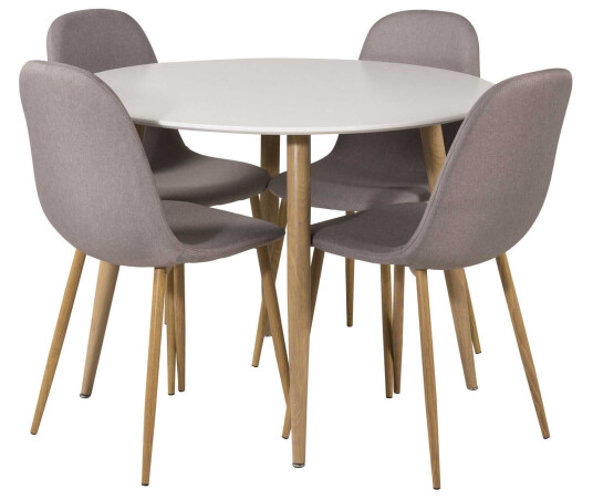 Venture Design Plaza & Polar spisegruppe Hvit/grå 4 st stoler & bord 100 cm
