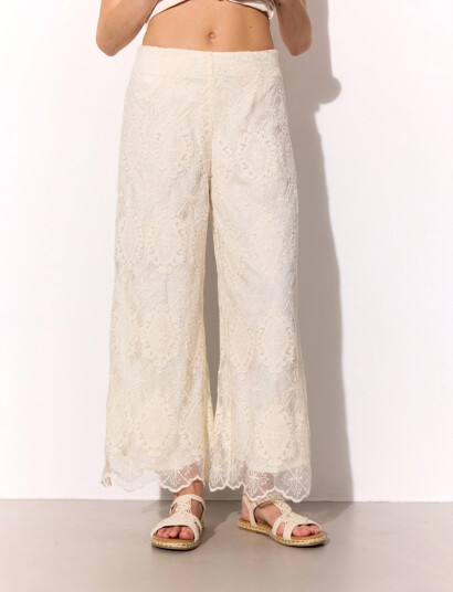 Hunkøn Lulu Lace Trousers Cream L Hunkøn Lulu Lace Trousers Cream L