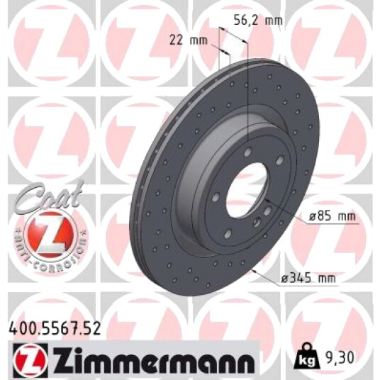 Bremseskive ZIMMERMANN 400.5567.52