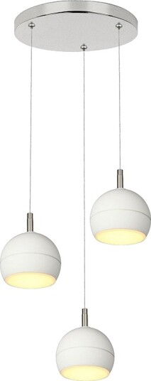 3x10W LED designer pendellampe   3600lm 3000K børstet nikkel hvit finish   Kulør : Varm