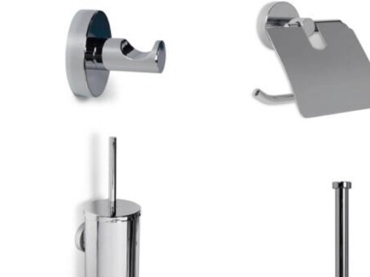 Blue Label Badeværelsestilbehør I Krom - Toiletrulleholder Toiletbørste Håndklædekrog Samt Reservepapirholder