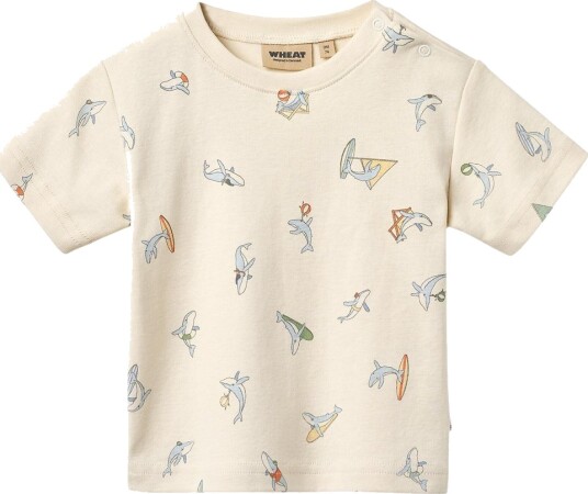 Wheat T skjorte Fabian Whale Friends Wheat 2 år 92 T skjorte Beige