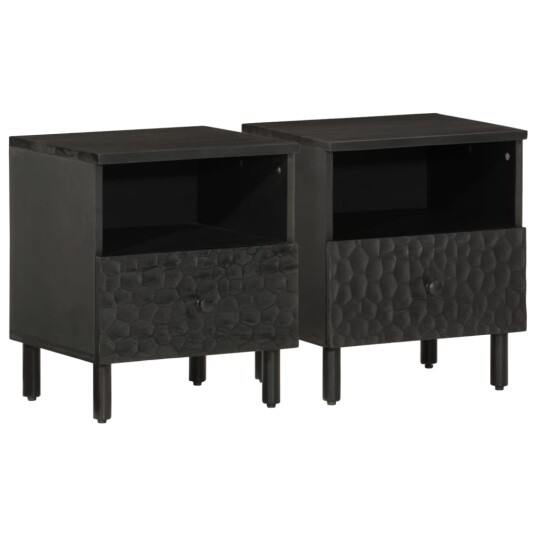 Nattbord 2 stk svart 40x33x46 cm heltre mango 8720845422448
