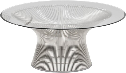 Knoll - Platner Coffee Table Ø 91,5 Cm Polished Nickel Sofabord Warren Sølv Glass/metall