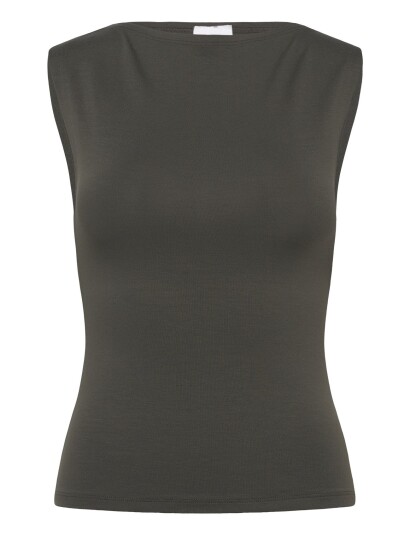 Weekday Annie Soft Sleeveless Boat Neck Top Khaki green XS Weekday Annie Soft Sleeveless Boat Neck Top Khaki green XS