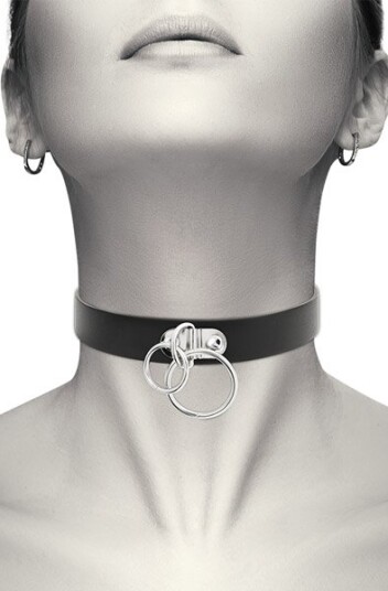 Hand Crafted Choker Vegan Leather Double Ring Hand Crafted Choker Vegan Leather Double Ring