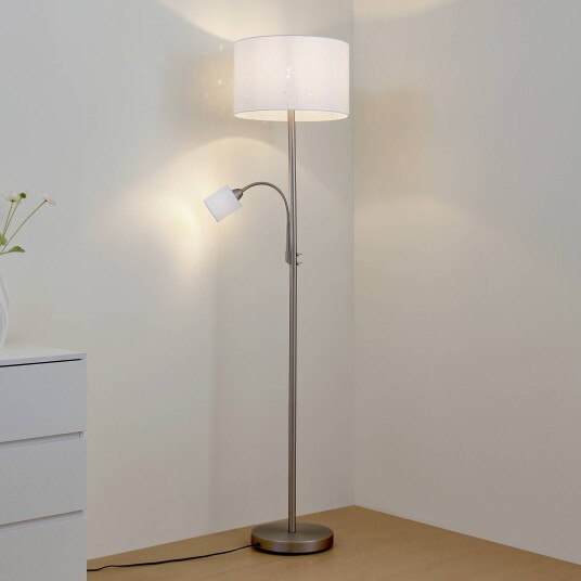 Lindby gulvlampe Jaileen hvit tekstil 170 cm leselampe Lindby gulvlampe Jaileen hvit tekstil 170 cm leselampe