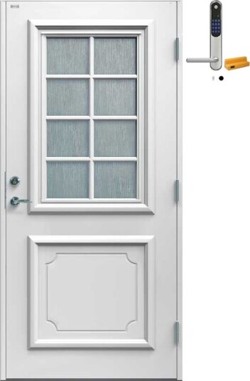 Ytterdør Diplomat Svea Cotswold Glass med Yale Doorman Classic Home