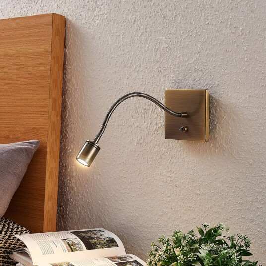 Lindby LED-vegglampe Mayar 2 messing leselampe 11 cm