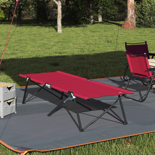 Sammenleggbar camping seng Rød 206 x 76 x 74 cm Oxford og Stål