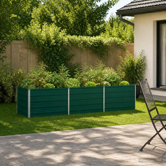 vidaXL Hevet Hagebed Grønn 240 x 80 x 55 cm kaldvalset stål