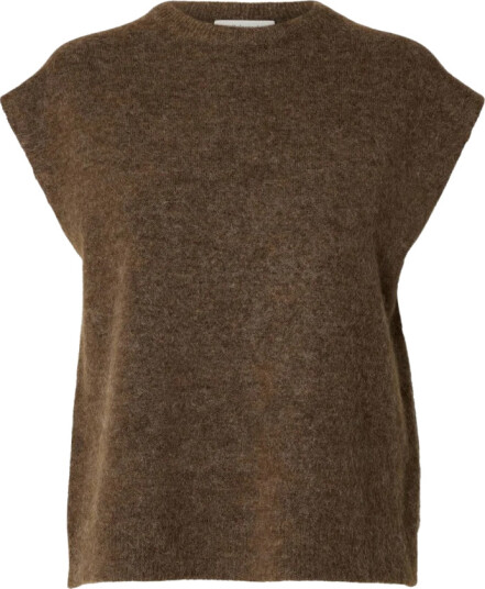 Selected Femme Lulu Short Sleeve Knit Vest Brun S