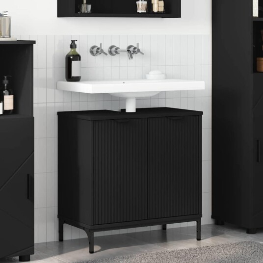 vidaXL Baderomsvaskeskap Svart 60,5 x 33,5 x 61 cm Konstruert tre