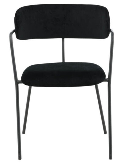 Arrow spisestuestoler med armlener, velour svart. Arrow spisestuestoler med armlener, velour svart.