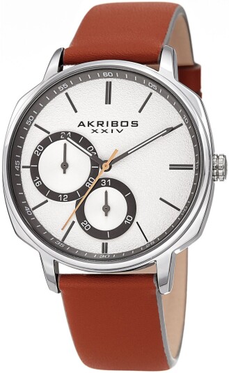 Akribos XXIV Herreklokke AK1022TN Multi Function Sølvfarget/Lær