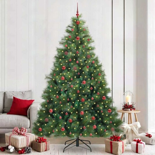  Kunstig juletre med 300 LED med stativ grønn 240 cm PE og PVC