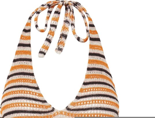 Monki Crochet Halterneck Top Orange M