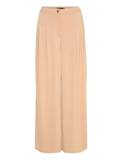 Lauren Ralph Lauren Pleated Stretch Jersey Wide Leg Pant   Beige   40