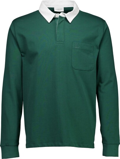 Lindbergh Rugby Sweat Polo With Logo L/S Green L