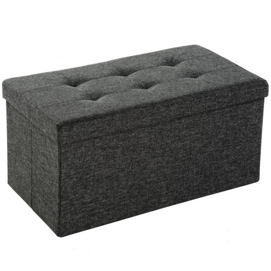 tectake Sammenleggbar puff m/oppbevaring Polyester 76x38x38cm - mørkegrå