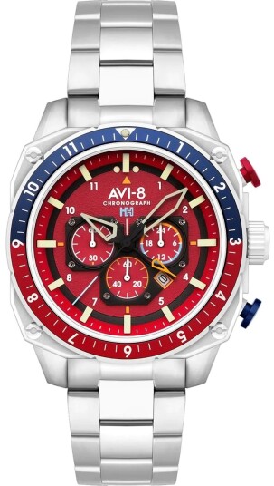 AVI 8 Herreklokke AV 4100 22 Hawker Hunter Rød/Stål Ø43 mm AVI 8 Herreklokke AV 4100 22 Hawker Hunter Rød/Stål Ø43 mm