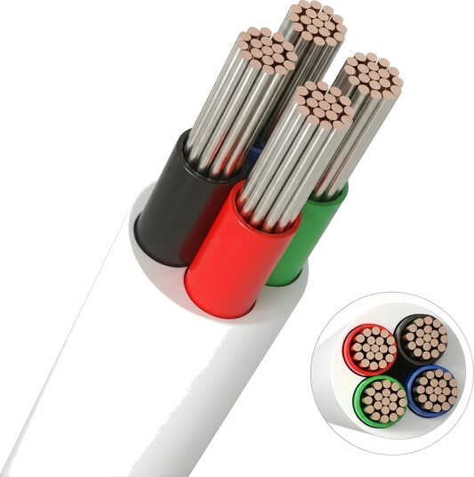 5m RGB kabel hvit rund 4x0,35mm² 12V 24V til LED strip