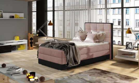 Damion Oppbevaringsseng 90x200 cm Venstre Rosa | Grå