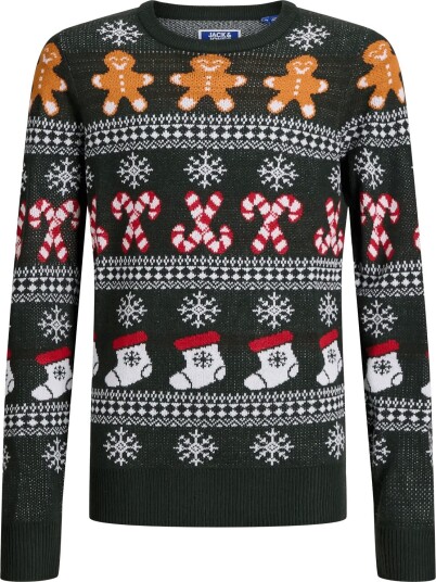 Jack & Jones Jjxmas Santa Knit Crew Neck Jnr SCARAB 152 Jack & Jones Jjxmas Santa Knit Crew Neck Jnr SCARAB 152