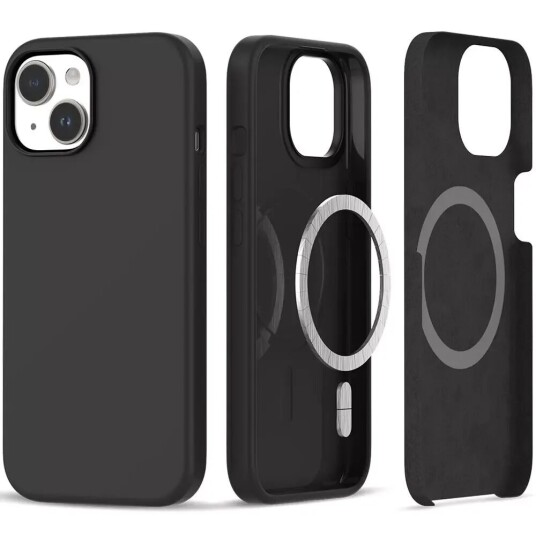 Tech-Protect Silikon Mobildeksel til iPhone 15 - MagSafe Kompatibel - Svart