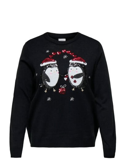 ONLY Carmakoma Carxmas Shine Ls Oneck Knt - Black - 46-48