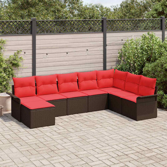 vidaXL Hagesofa Set 8 stk. Beige Poly rattan