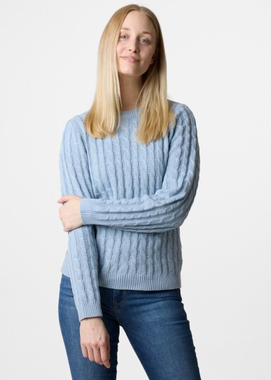Seaside Tampa Cabel Knit W Dusty Blue 46 Strikket