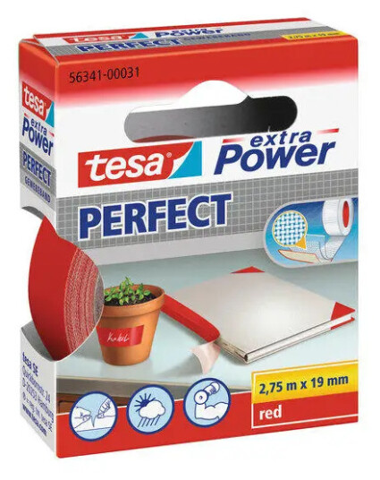 TESA 56341 Power Perfect 19mm x 2,75m rød