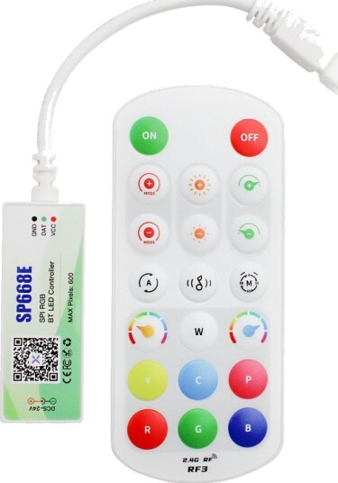 RGBIC 3 pin kontroller med fjernkontroll   Bluetooth RF trådløs