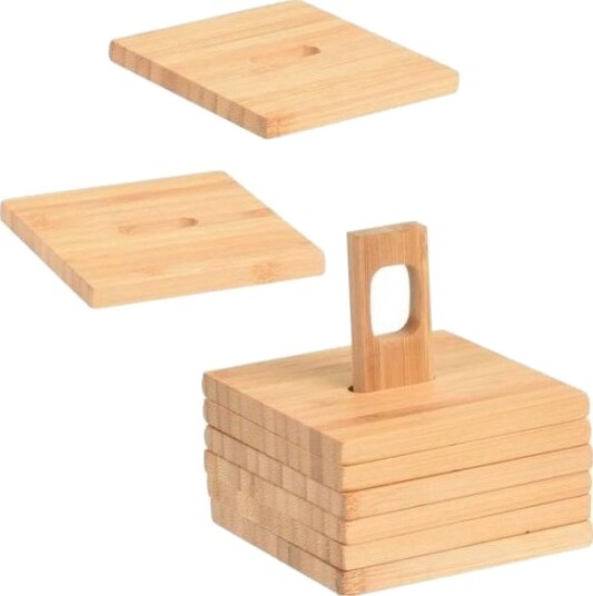 Bambus Koppeservanter Med Stativ 9X9 Cm 6 Stk
