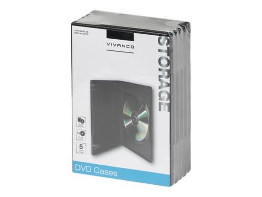 Vivanco Dvd Case 5B   Cd/Dvd Bæreveske   Kapasitet: 1 Dvd   Svart En Pakke 5