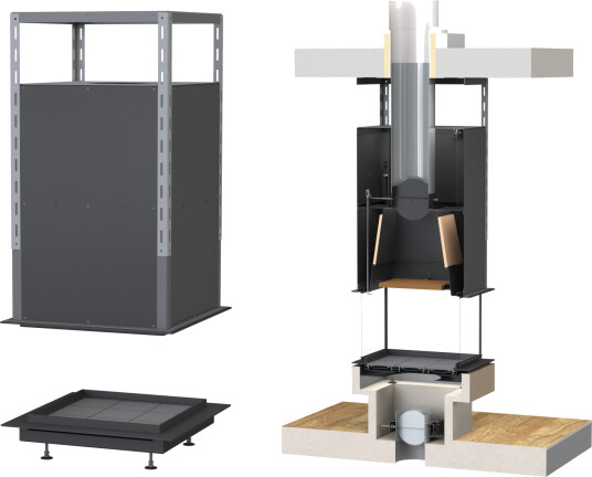 Brunner Urfeuer 4free 70 svart peisinnsats med 360 grader innsyn