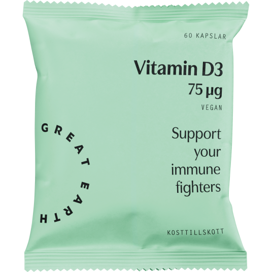 Great Earth Vitamin D3 75 μg 60 kap Refill Great Earth Vitamin D3 75 μg 60 kap Refill