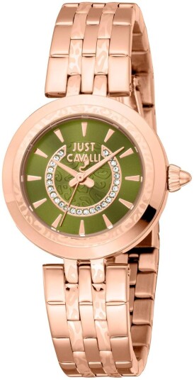 Just Cavalli Dameklokke JC1L314M0075 Animalier Grønn/Rose gulltonet