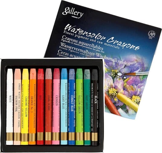 Akvarellkritt Creativ Company Gallery Ass Farger L9,3 cm 12 stk/1 Pk