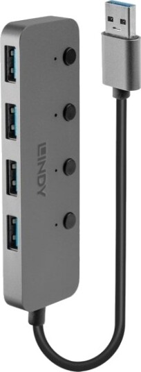 Lindy 43309 Usb 3.2 Gen 1 3.1 Gen 1 Type-A Usb 3.2 Gen 1 3.1 Gen 1 Type-A 5 Mbit/S Grå Akrylonitril-Butadien-Styren Abs Aluminium Polykarbonat Pc Usb