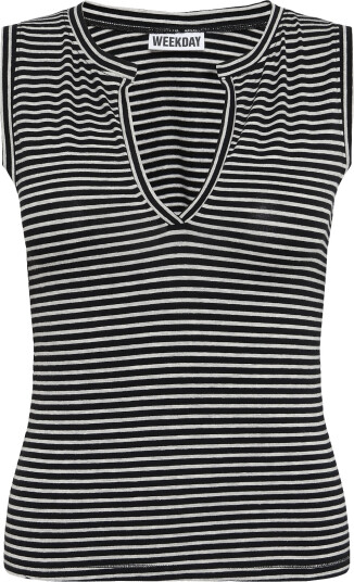Weekday Slim V Neck Sleeveless Top   Grey   M