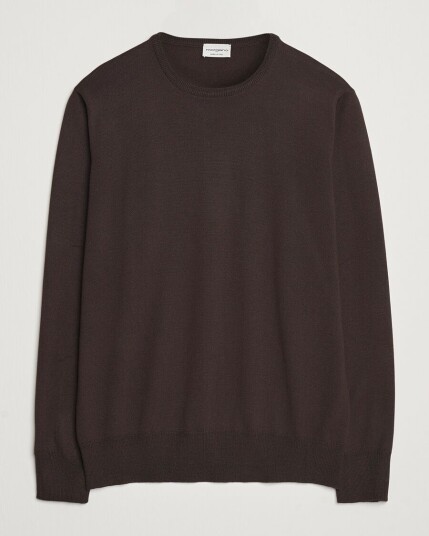 Morgano Extra Fine Merino Wool Crewneck Dark Brown Morgano Extra Fine Merino Wool Crewneck Dark Brown