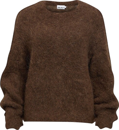 Object Objharry L/S Lo Knit Pullover Noos Brown M