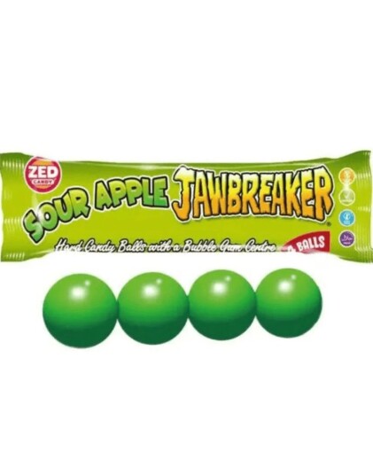 4 pk Zed Jawbreaker med Smak av Surt Eple og Kjerne av Tyggegummi 33 g